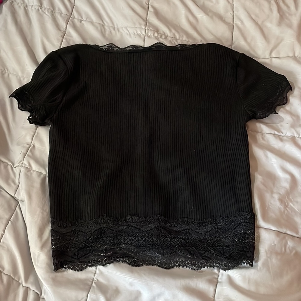 Black Lace Button Top - Picture 2 of 3